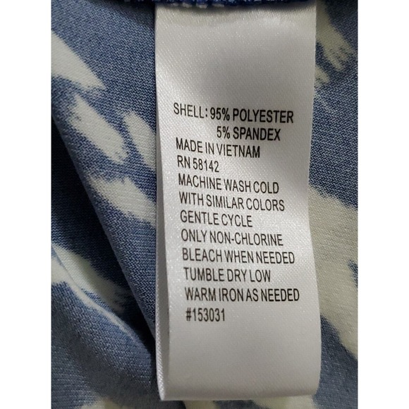 London Style Collection Size 12P Blue White Abstract Print Beachy Maxi Sundress - Picture 8 of 9